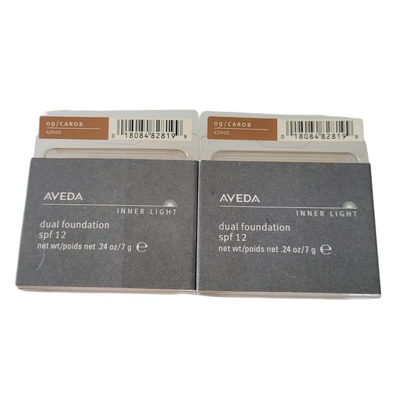 Aveda Inner Light Dual Foundation SPF 12 09 Carob Discontinued Lot of 2 - Picture 1 of 7